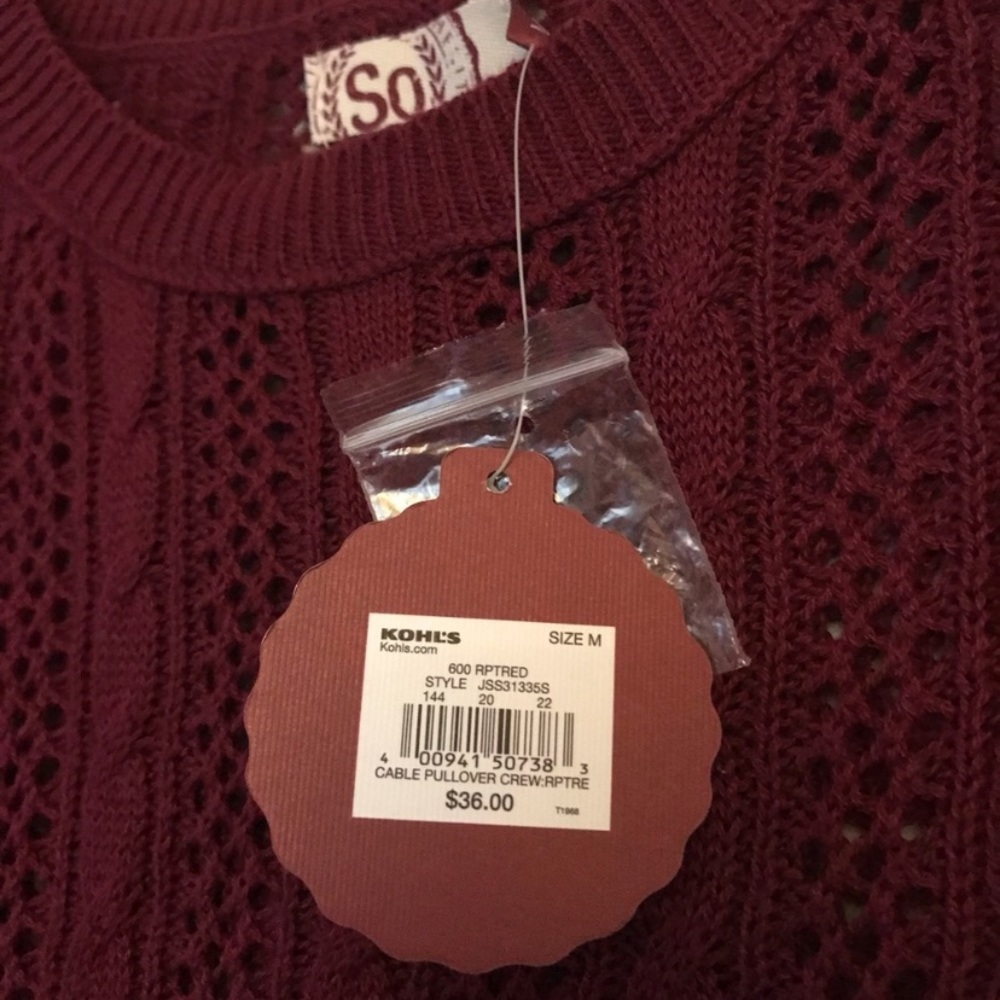 NWT SO Cable Knit Sweater - Picture 2 of 3